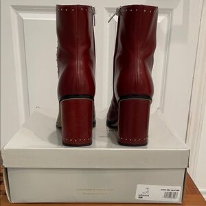 Marc Fisher Women's Burgundy Leather Heeled Boots